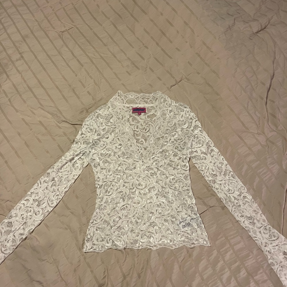 Edikted Ivory Lace Long Sleeve Top